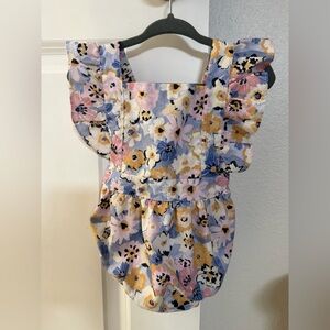 NWOT - Worthy Threads Floral Ruffle Baby Romper in 6-12 months